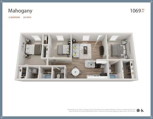 3 Beds • 2 Bath 4104 floor plan